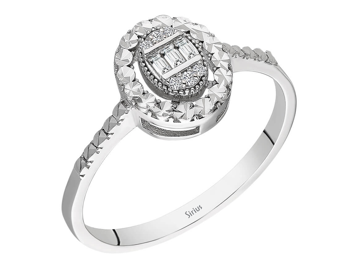 Birgie Baguette-Diamantring mit Diamantreihe
