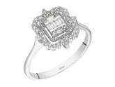Birgie Quadratischer Baguette-Diamantring mit Halo 0,28 ct.