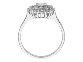 Birgie Quadratischer Baguette-Diamantring mit Halo 0,28 ct.