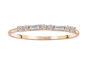 Birgie Diamant-Dora-Halbmemoire-Ring mit Baguette- und Rundschliff