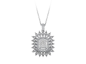 Elegante Diamant Halskette mit Baguette- und runden Diamanten im Pavé-Stil, 0.27 Karat, 14K Gold