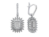 Elegante lange Diamant Ohrringe mit Baguette- und runden Diamanten im Pavé-Stil, 0.60 Karat, 14K Gold