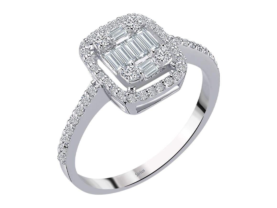 Birgie Diamantring mit Baguette- und Rundschliff