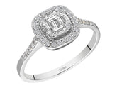 Birgie Quadratischer Baguette-Diamantring mit Halo 0,39 ct.