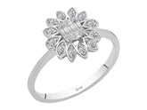 Birgie Diamant-Blumenring mit Baguette- und runden Diamanten