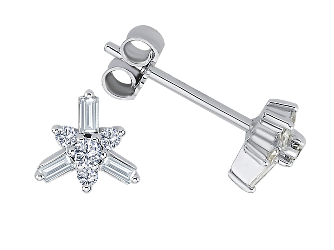Elegante Diamant Ohrstecker mit Baguette- und runden Diamanten, 0.23 Karat, 14K Gold