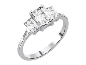 Birgie Diamant- und Weißtopas-Ring mit Oktagon- und Baguetteschliff