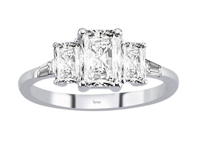 Birgie Diamant- und Weißtopas-Ring mit Oktagon- und Baguetteschliff