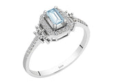 Birgie Rechteckiger Diamant-Halo-Ring mit Baguette-Akzenten