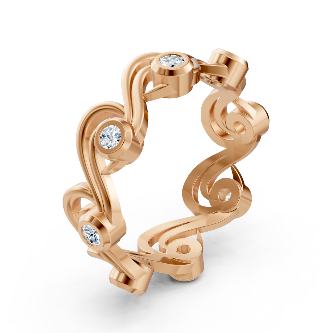 Bague diamant Birgie en or rose 14 carats – taille ronde avec sertissage clos