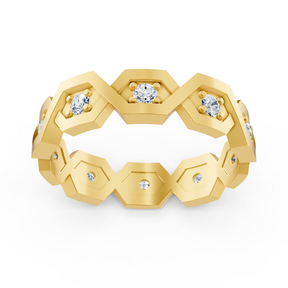 Geometric diamond ring in 14K yellow gold