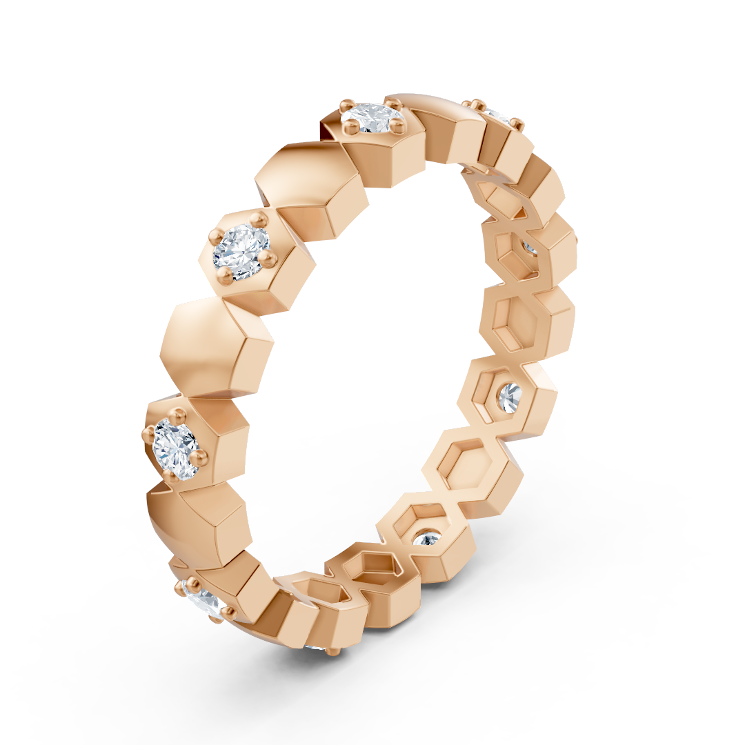 Birgie Diamantring Roségold 14k-hexagon Design