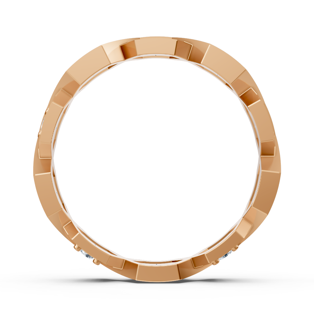 Geometric diamond ring in 14K rose gold