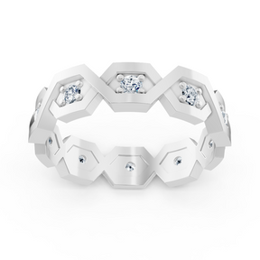 Bague diamant géométrique en or blanc 14 carats