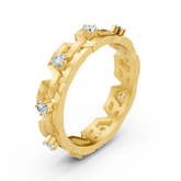 Geometric yellow gold ring with diamonds