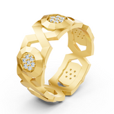Exquisiter Gelbgold-Diamantring – Geometrisches Design