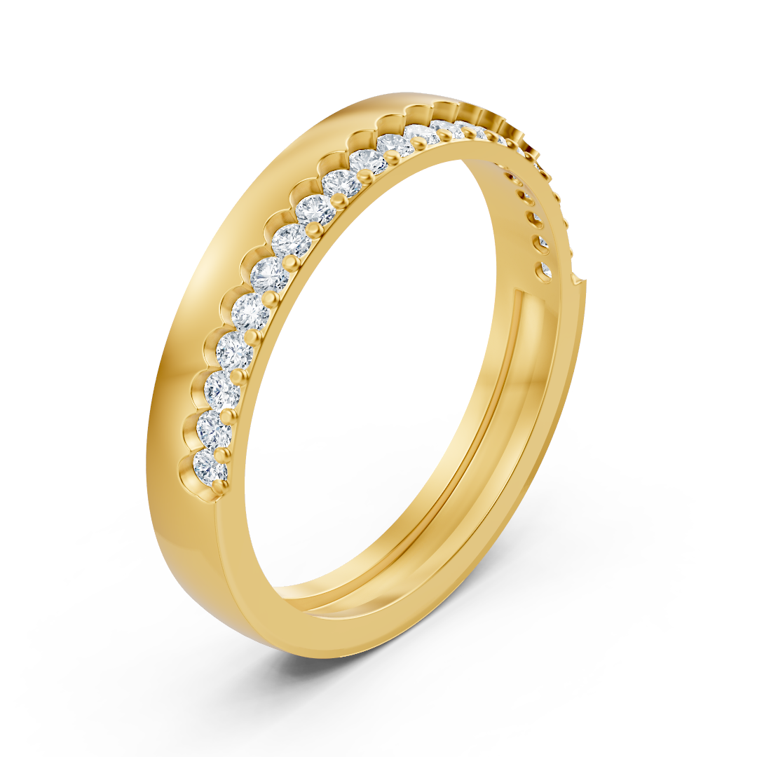 Eleganter Halbmemory-Ring mit Diamanten in Gelbgold 14K