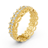 Luxurious 14K yellow gold memoire ring with diamonds