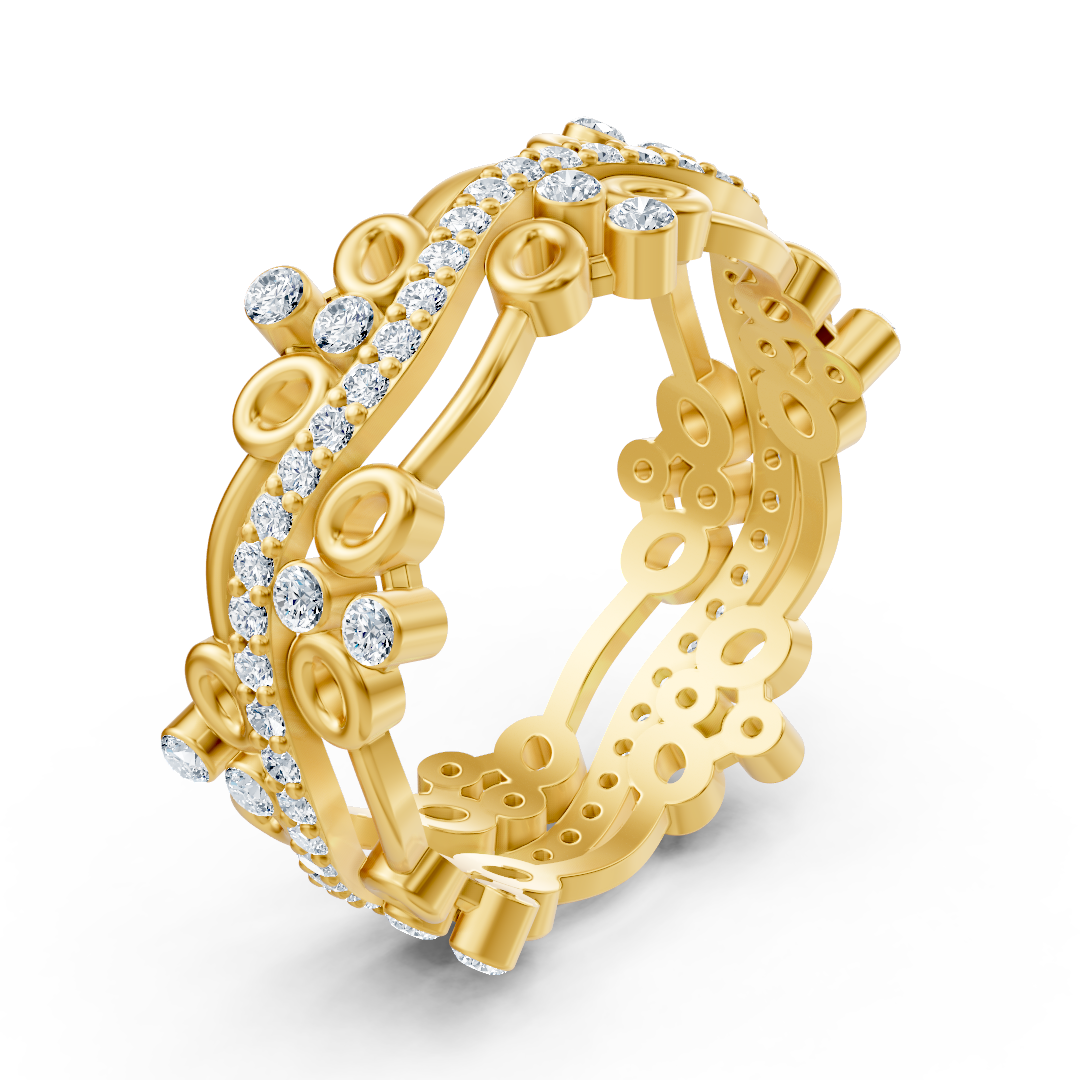 Playful circle diamond ring - 14K yellow gold, approx. 0.51 carats