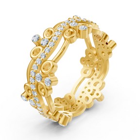 Playful circle diamond ring - 14K yellow gold, approx. 0.51 carats