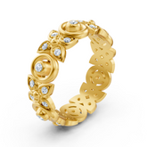 Yellow gold diamond ring with floral design
