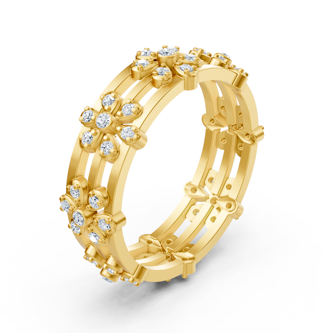 Strahlender Diamantring "Blütenmeer" - 14K Gelbgold, 0,464 Karat Diamanten
