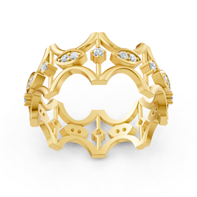 Yellow gold diamond ring with filigree design