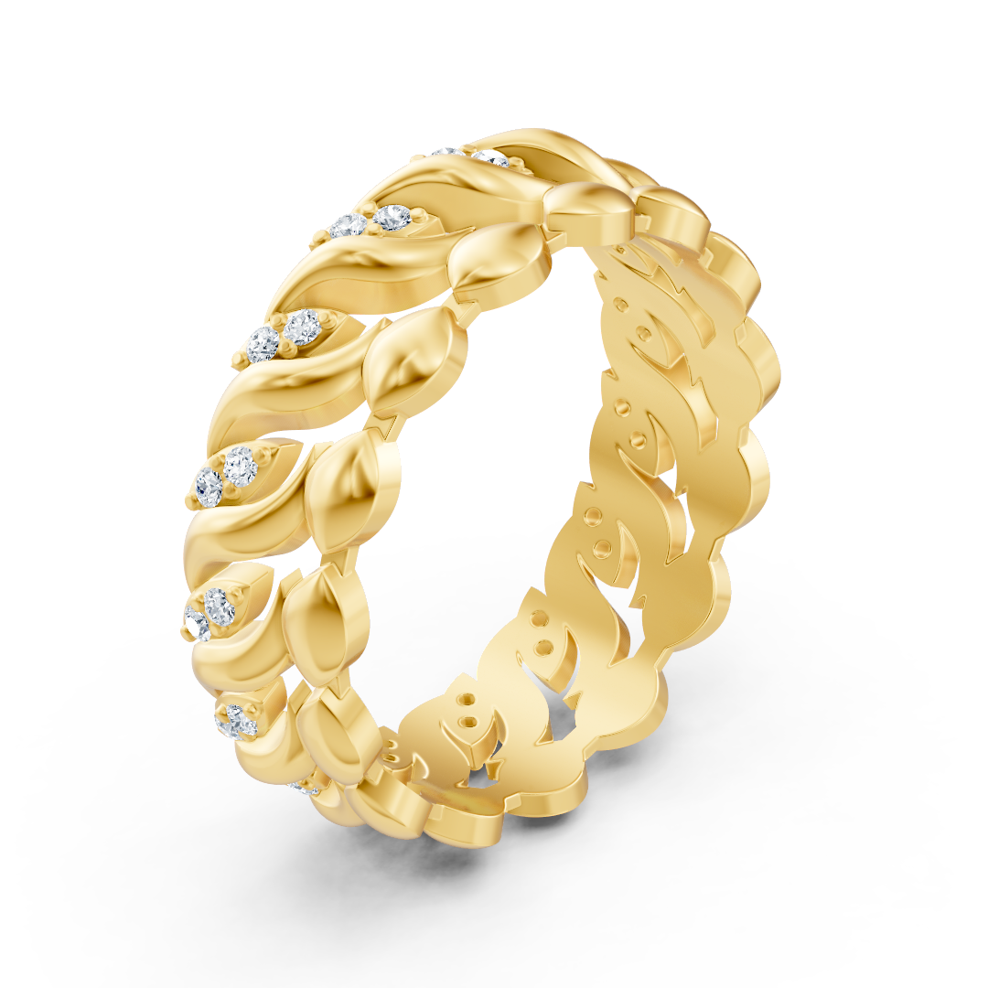 Zarter Gelbgold Ring mit Diamanten im Herzranken Design