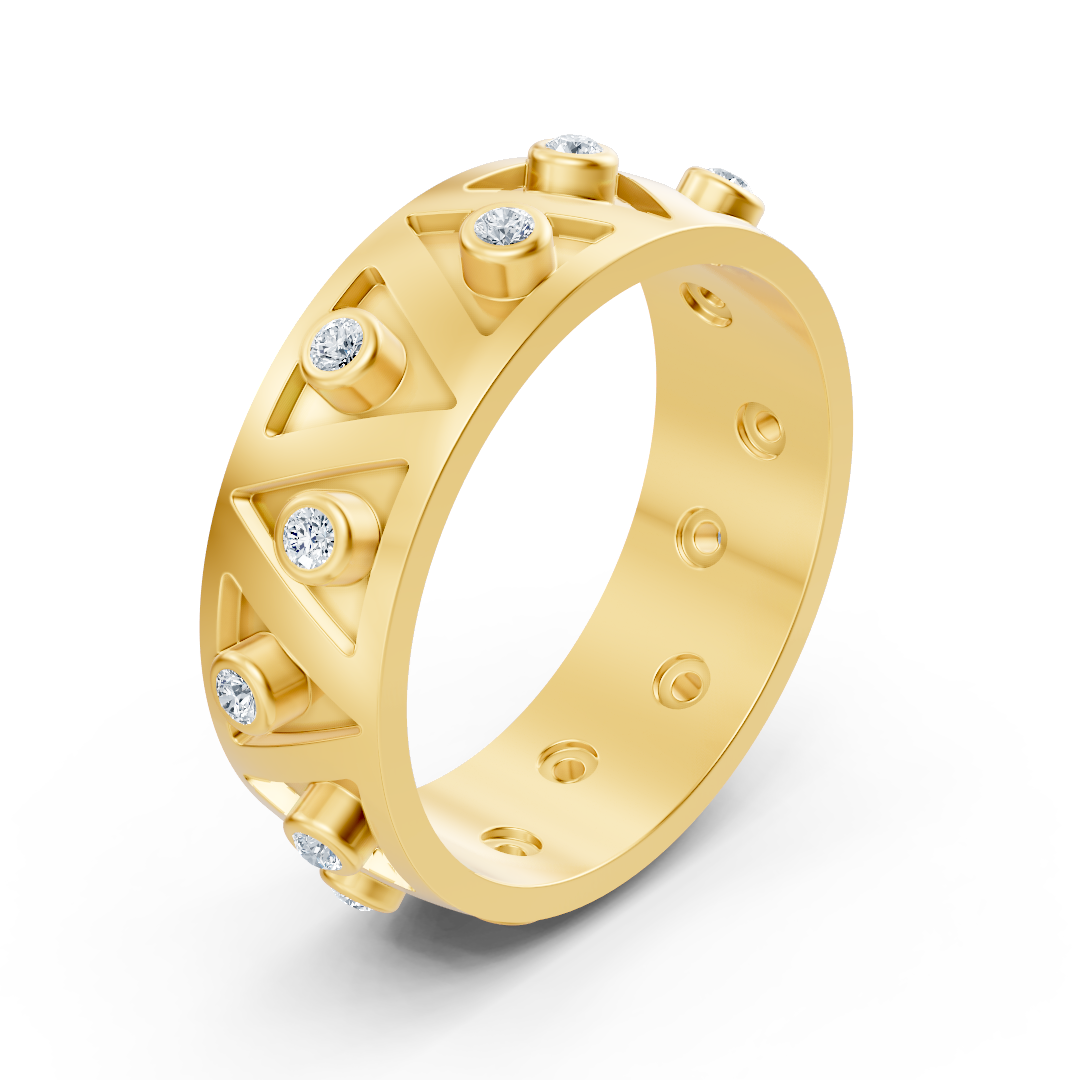 Birgie 14K Yellow Gold Diamond Zigzag Ring - Modern Swing