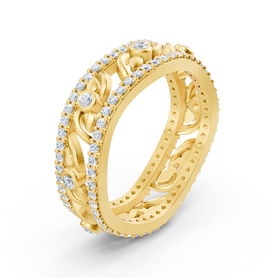 Birgie 14K Yellow Gold Diamond Heart Vine Ring - Romantic Elegance