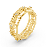 Eleganter Gelbgold-Ring mit Runddiamanten im Prong-Design