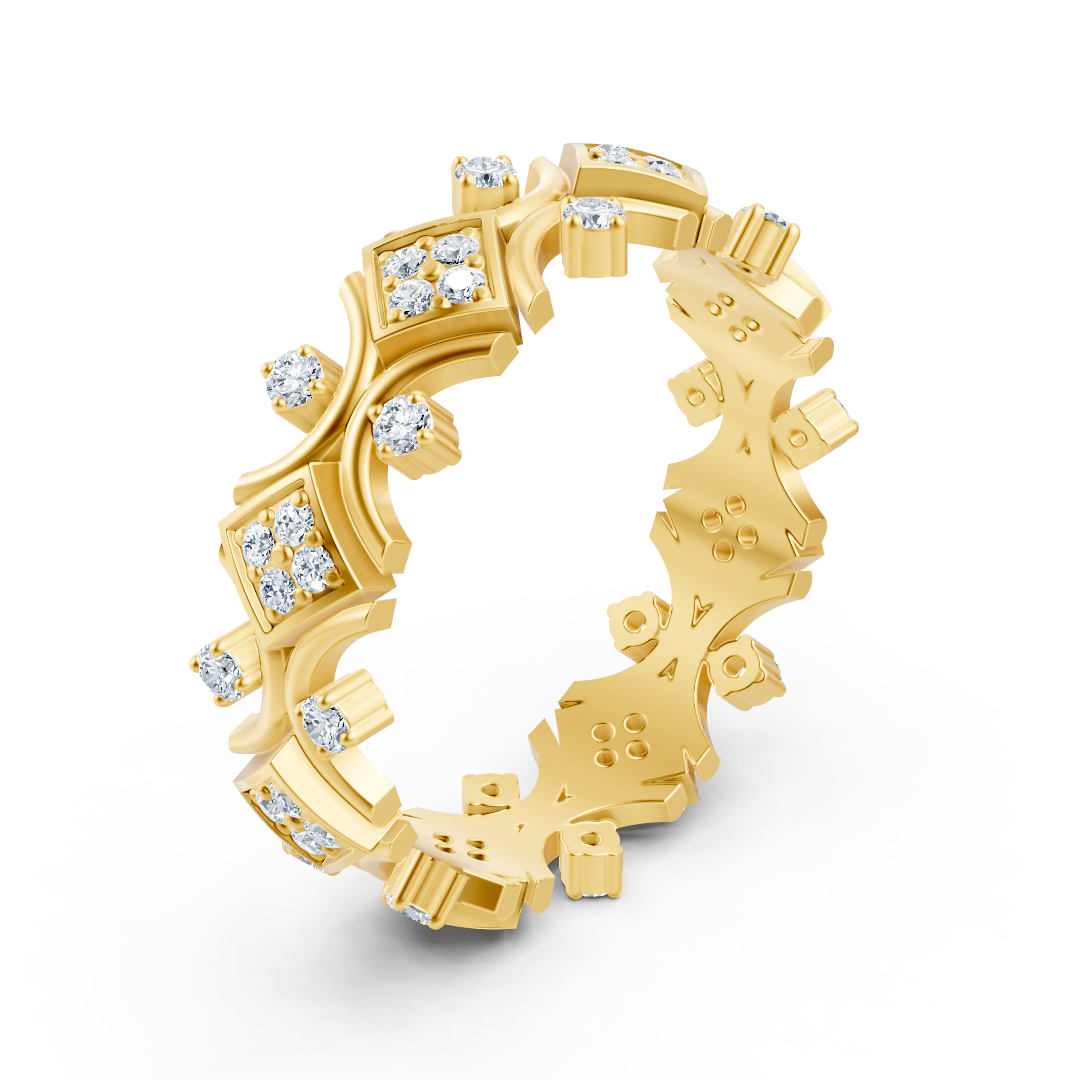 Yellow gold ring with round diamonds
