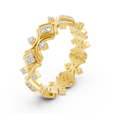 Yellow gold ring with round diamonds