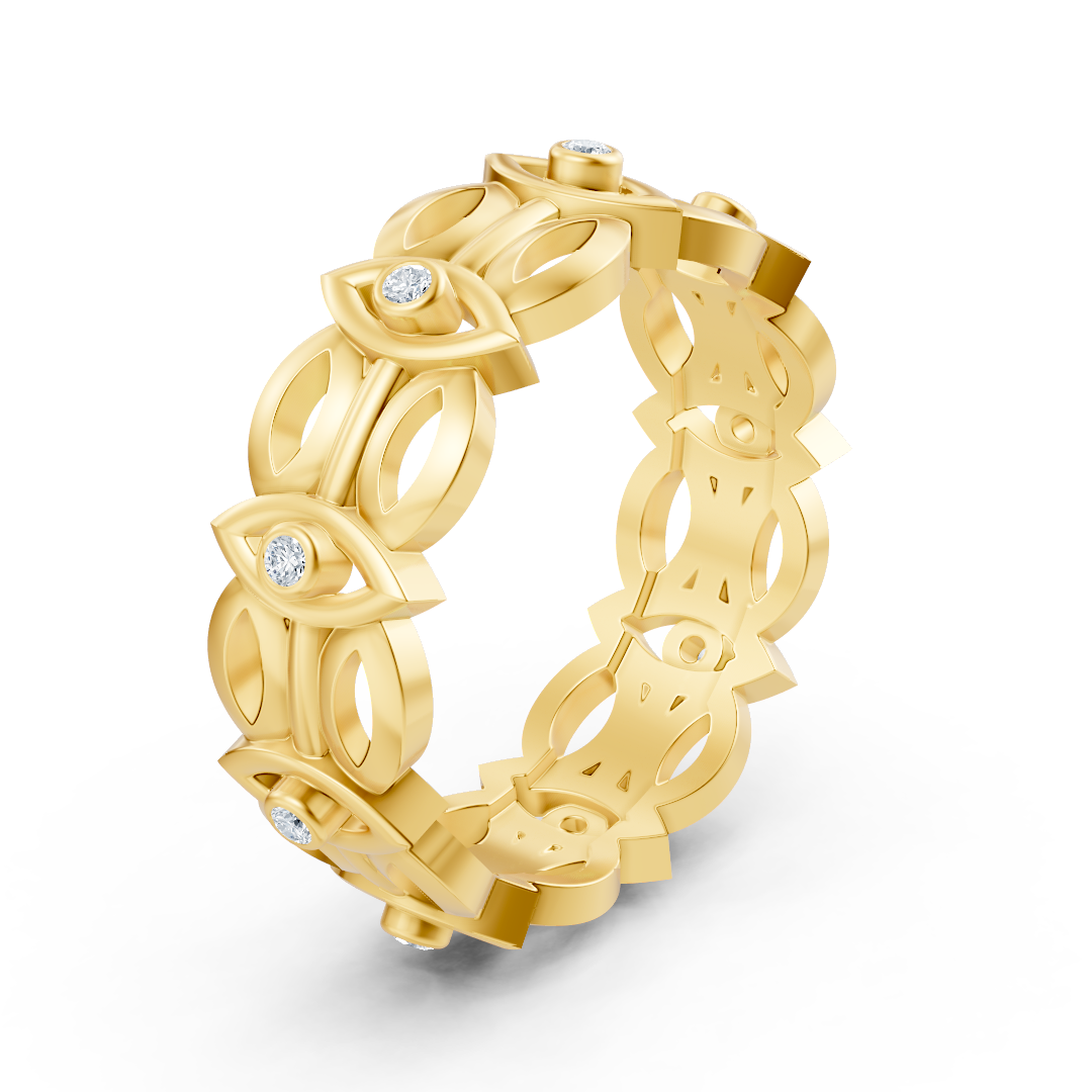 Yellow gold ring with round diamonds