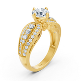 Extravaganter Weisstopas Diamant Verlobungsring aus 14 Karat Gelbgold
