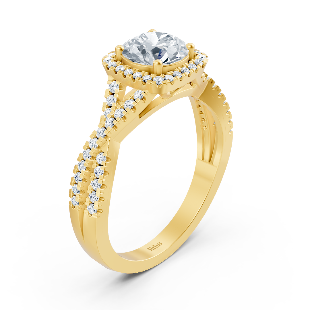 Birgie Passion Halo Diamond Engagement Ring Yellow Gold