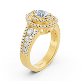 Bague de fiançailles Birgie Halo en or jaune avec diamants et saphirs