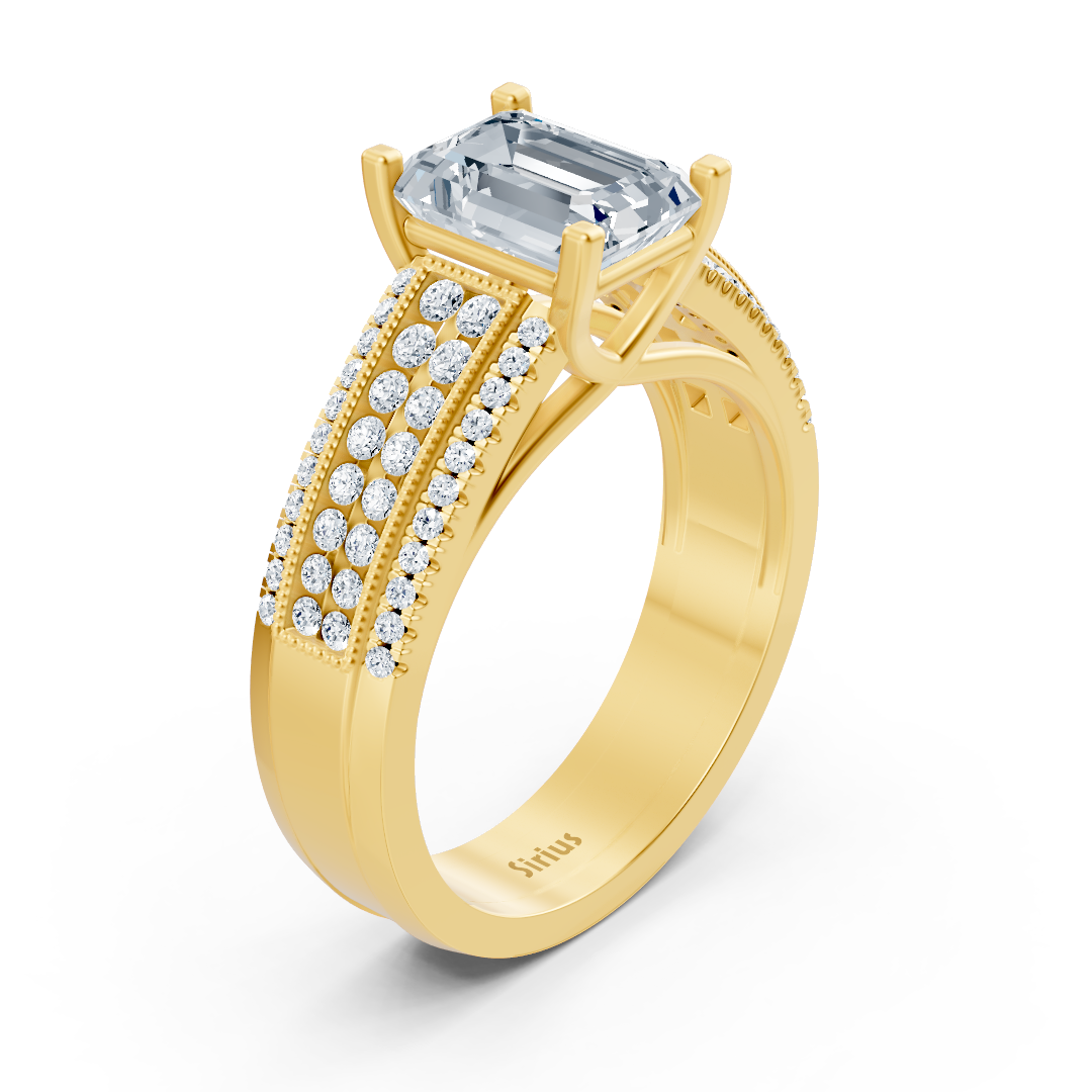 yellow gold octagon diamond engagement ring