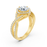 Diamant Halo Verlobungsring aus Gelbgold