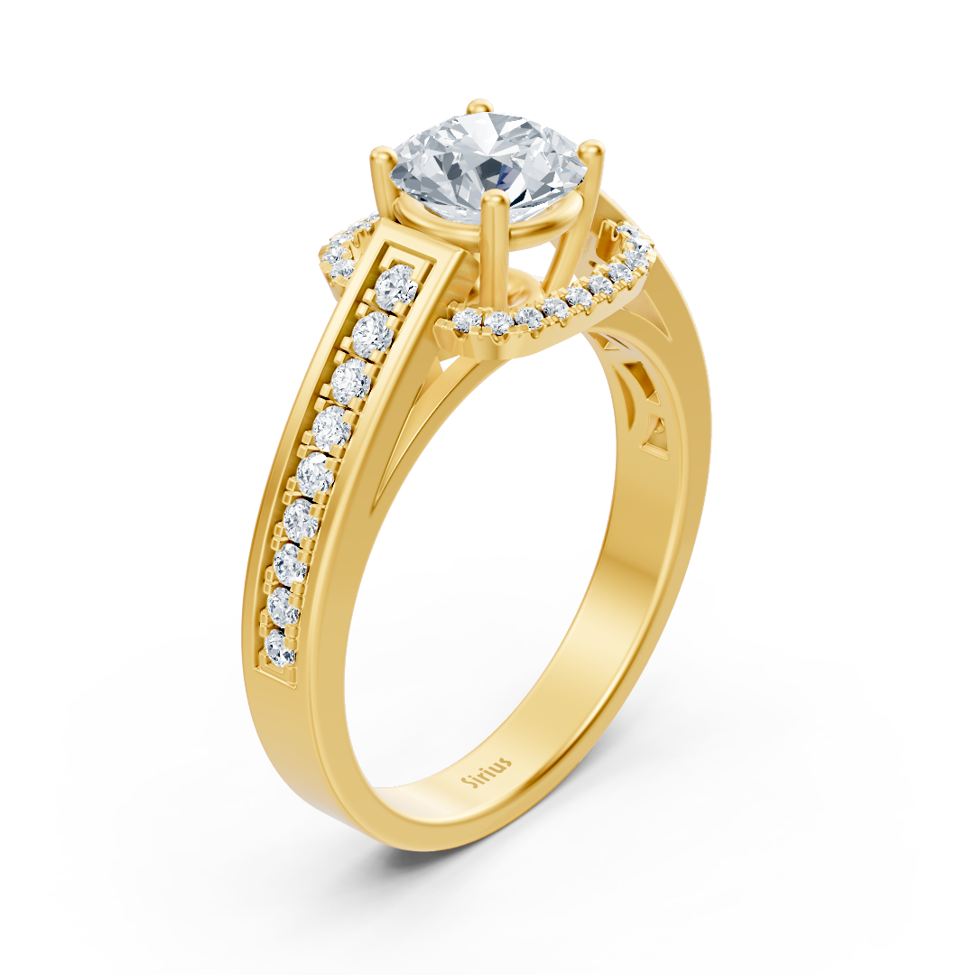 Bague élégante en or jaune avec diamants sur le côté