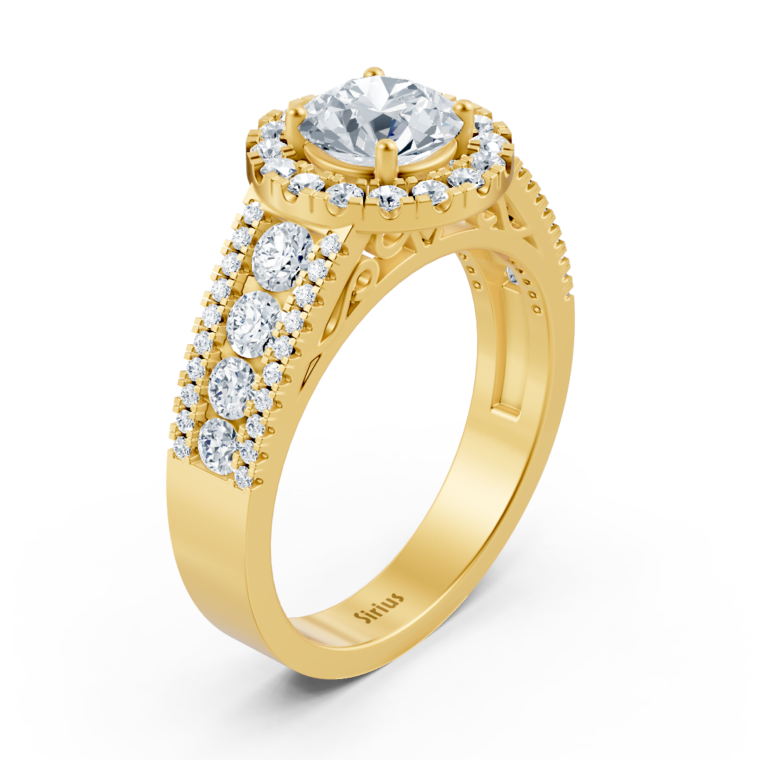Halo diamond ring yellow gold