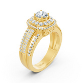 Double Halo Diamond Ring Yellow Gold