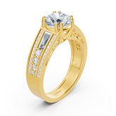 Yellow gold baguette-cut diamond ring