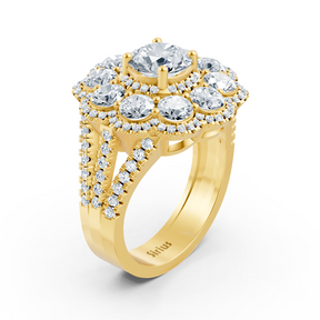 Diamant-, Smaragd- und Rubinring Gelbgold