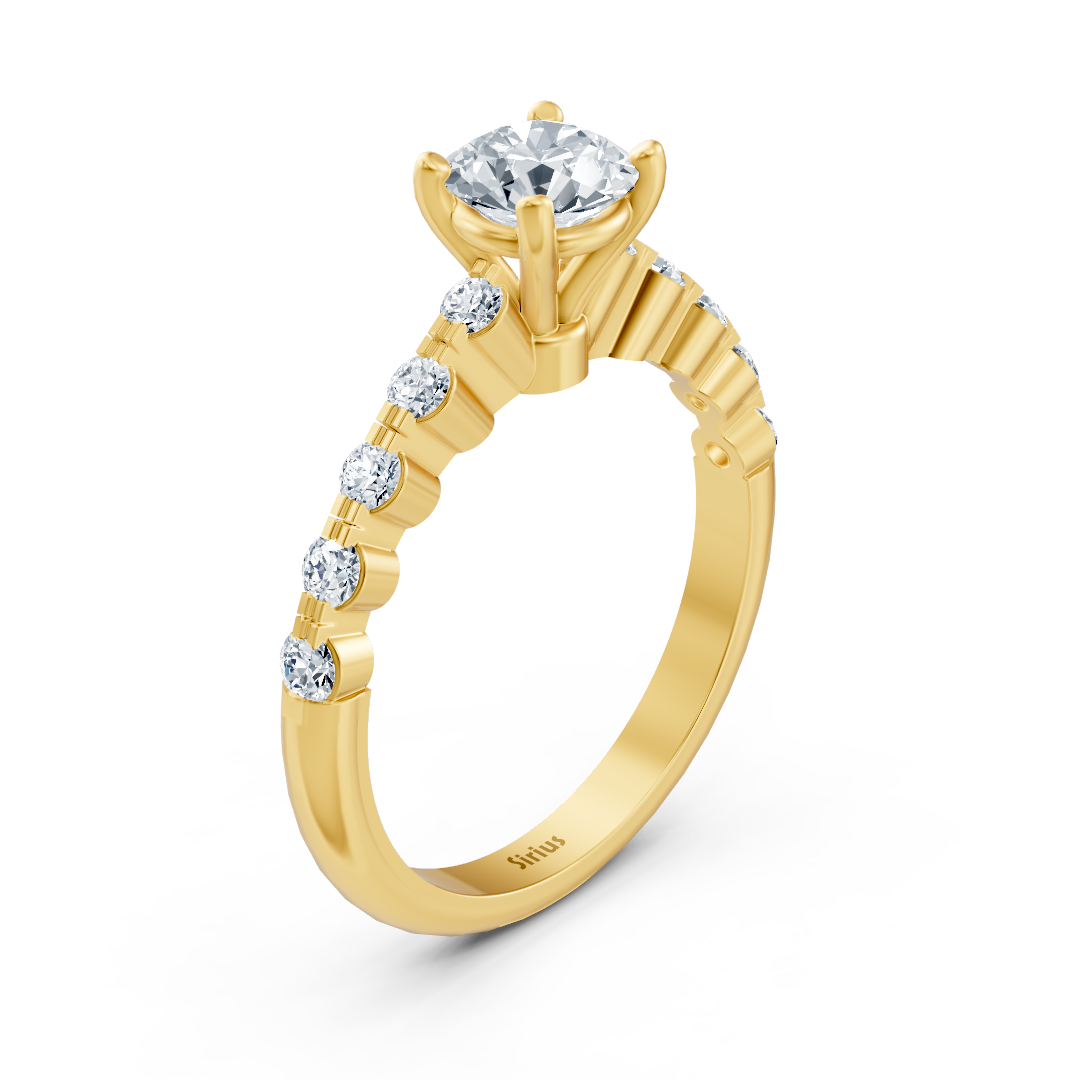 Half Eternity &amp; Solitaire Diamond Ring Yellow Gold