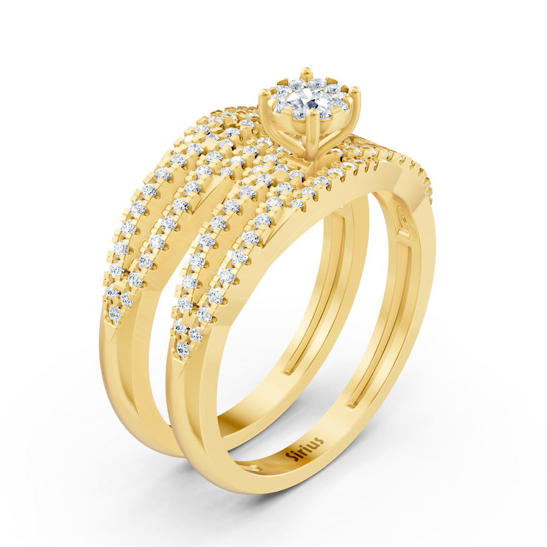 Diamond bridal ring set yellow gold