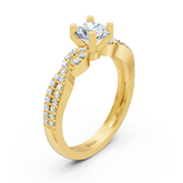 Bague Twist Eternity et Solitaire en or jaune avec diamant