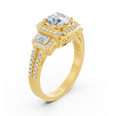Dreistein & Halo Diamantring Gelbgold