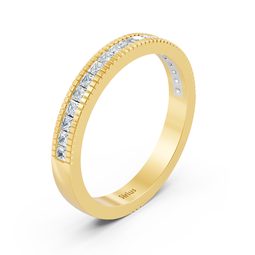 Bague en or jaune 14 carats avec diamant taille princesse