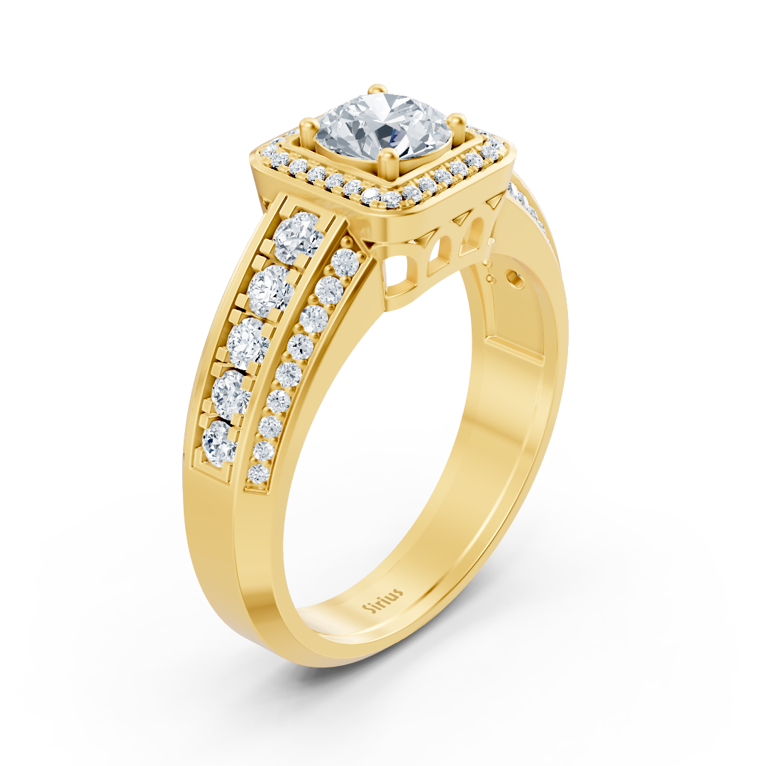 Bague en or jaune 14 carats avec diamant taille princesse de 1,41 carat